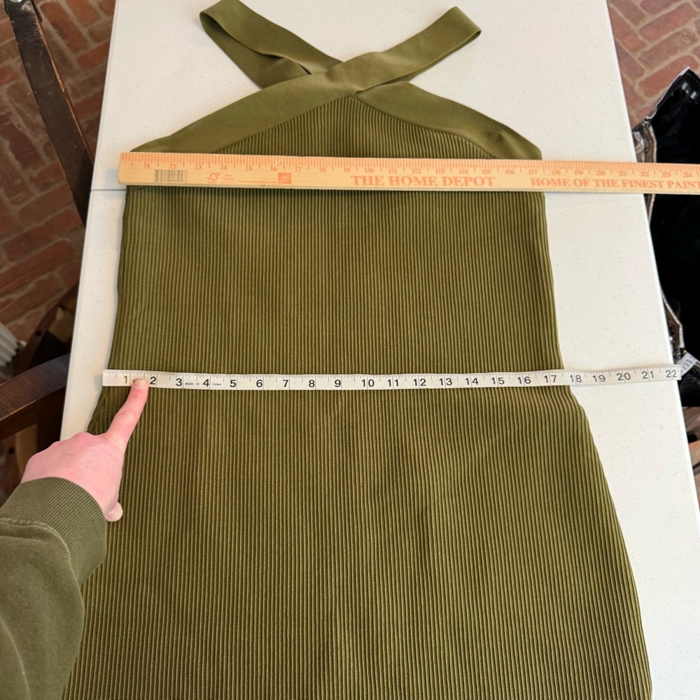 Aritzia Babaton Fem Green Sculpt Knit Criss Cross Ribbed Halter Dress Size 2XL - Picture 8 of 11